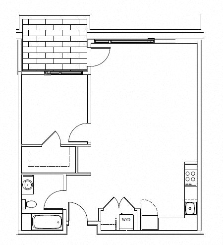 Floor plan for 1 bed, 1 bath, 756 sqft